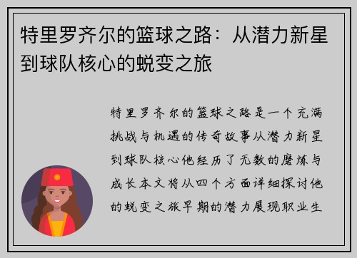 特里罗齐尔的篮球之路：从潜力新星到球队核心的蜕变之旅